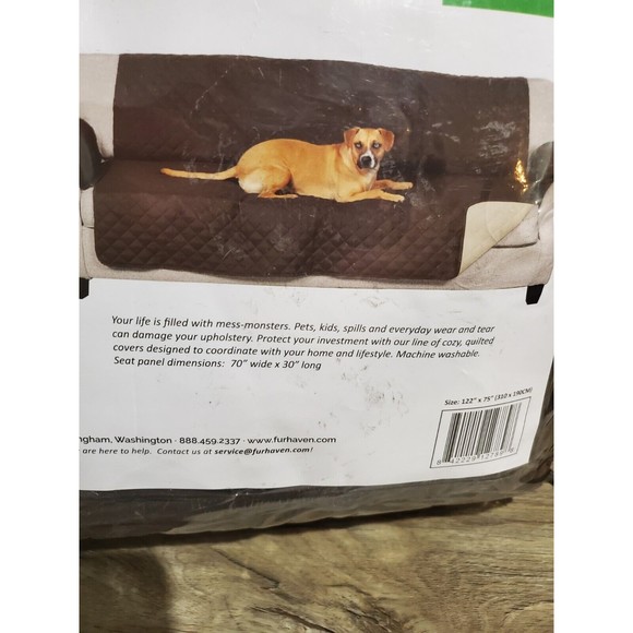 Furhaven Large Sofa Slipcover Water-Resistant Reversible Two-Tone Espresso/Clay - Picture 2 of 3